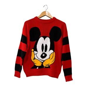 Vintage Red Mickey Face Crewneck Sweater ~ Medium Mickey and Co